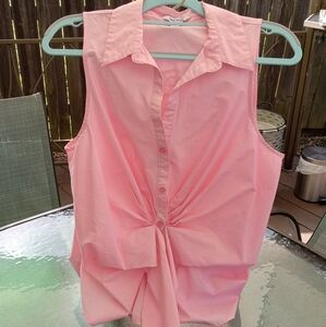 NWOT Nine West Sleeveless Tie Front Top, Pink, XL
